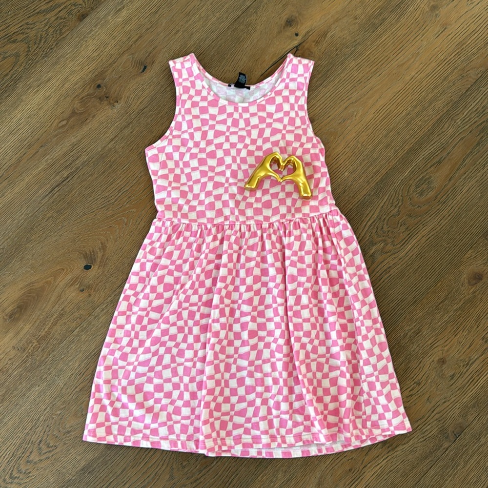 ⚡️Pink Checkered Jersey Dress